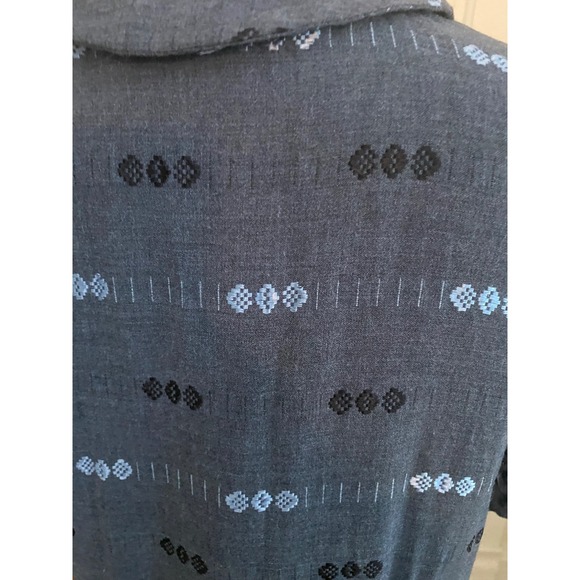 Vintage 50's dress Blue scalloped Midi blue retro rockabilly bohemian L - Picture 10 of 11